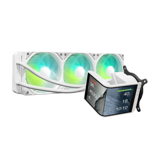 TRYX Panorama SE 360 ARGB White 360mm AIO Rotatable 6.5'' AMOLED Curved Screen 3D Anamorphic Effect Customizable AIO Cooler - White
